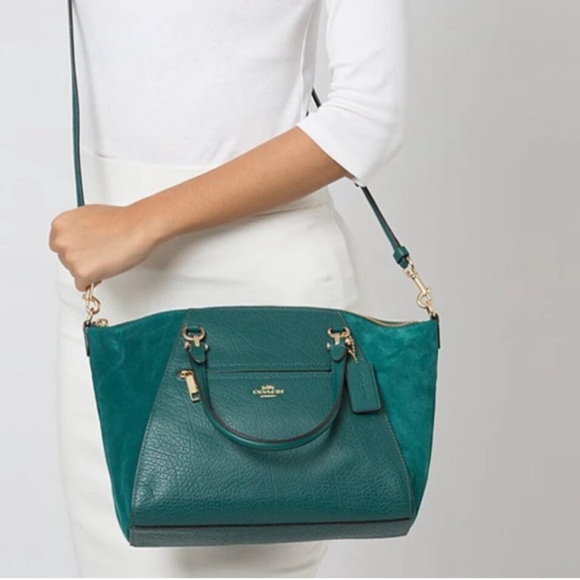 Coach Prairie Satchel Pebble Leather and Suede in Viridian F79999 - Picture 5 of 16